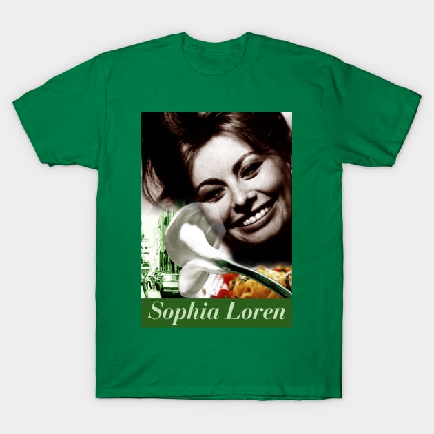 Sophia Loren Collage Portrait T-Shirt by Dez53